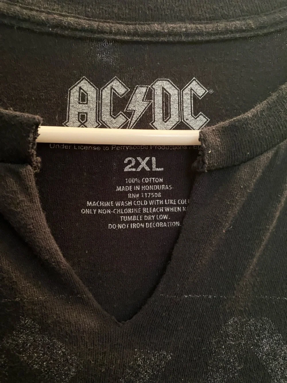 AC/DC Black and Gray 'Highway to Hell' Band Tee with raw hem v-neck and rolled